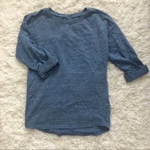 Light blue and white specked 3/4 sleeve shirt